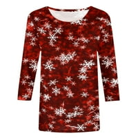 Ženske majice 5,00 USD Rasprodaja rukav Okrugli vrat print opuštene casual božićne crvene bluze za žene odjevene casual veličina