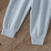 Majica dugih rukava pulover gornji dio hlače za trčanje set jesen / zima siva 100