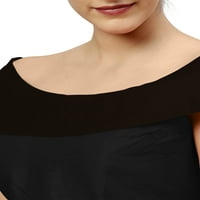Ženska umjetnička svilena bluza, odjeća za zabave, izrez čamca, gornji dio saree s patentnim zatvaračem bez rukava, Boja: Crna i