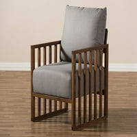 Moderna stolica iz sredine stoljeća presvučena sivom tkaninom od oraha