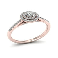 10k dijamantni zaručnički prsten od ružičastog zlata s dvostrukim oreolom