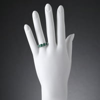 zeleni simulirani smaragdni prsten ovalnog oblika u srebrnoj srebrnoj boji