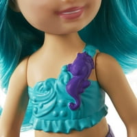 Mala lutka Chelsea sirene s tirkiznom kosom i repom, dodatak za tijaru