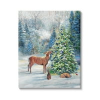 Stupell Industries Zimske šume životinje stablo za odmor za slikanje Omotano platno print zidna umjetnost