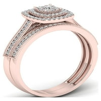 Carat T.W. Diamond 10k Rose Gold Cluster Double Halo Bridal Set