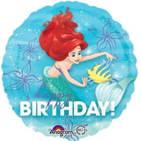Mala sirena Ariel Sretan rođendan, autentični licencirani balon od folije Milar 18