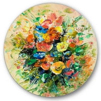 DesignArt 'Drevni svježi cvjetovi buket tradicionalnih metalnih zidova u krugu divljih cvijeća - disk od 36