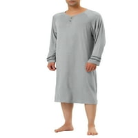 Jedinstvene ponude muške noćne košulje kontrastna boja Henley spavaća odjeća spavaća odjeća