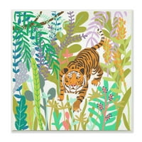 Dekor kuće _ svijetli Tigar iz džungle u ilustraciji kistom zidna umjetnost na platnu