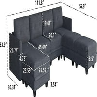 Modularni kauč od vodootporne tkanine i antistatičke sekcijske sofe s reverzibilnom ležaljkom velika sekcijska sofa s otomanom u