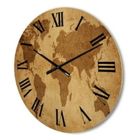 Dizajnerski crtež Karta antičkog svijeta starinski drveni zidni sat