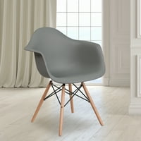 Plastična stolica Serije A. D. siva s drvenim nogama