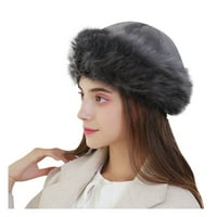modni ženski zimski Mongolski šešir, jednobojne debele tople obične slušalice, laneni šešir, modni šeširi u sivoj boji