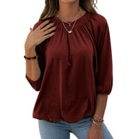 Ženska majica s okruglim vratom i kratkim rukavima S plisiranim osnovnim vrhovima