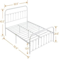 Okvir kreveta s metalnom platformom, Baza madraca s uzglavljem i podnožjem, nisu potrebne opruge, veličina je u - $