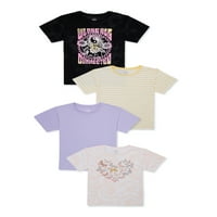 Wonder Nation Girls Graphic, Print i čvrste majice, 4-pack, veličine 4- & Plus