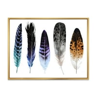 DesignArt 'Šareno Boho Art Feathers II' Boemijski i eklektični uokvireni platno zidni umjetnički tisak