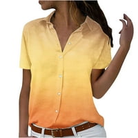 Ženske bluze s kratkim rukavima Plus Size s rebrastim izrezom u obliku slova u u obliku slova u, ljetni casual vrhovi u žutoj boji
