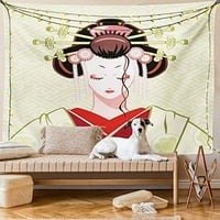 Japanska tapiserija, portret žene gejše, tradicionalni kimono, kulturna frizura Maiko, zidni dekor od tkanine za spavaću sobu, dnevni