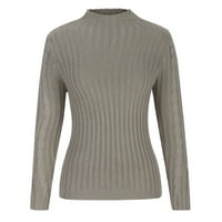 Ženski džemperi s kardiganom u donjem dijelu od 10 USD. Ženski džemperi ženski jednobojni gornji dio dugih rukava s visokim vratom,