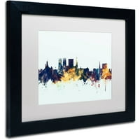 Zaštitni znak likovna umjetnost 'York England Skyline Blue' platno umjetnost Michaela Tompsett White Matte, crni okvir