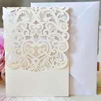 Laserski izrezane kuverte za pozivnice za vjenčanje, prazne kartice, Broj + karton + omotnice + pergamentni papir