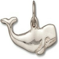 Narukvica od srebra od srebra od 8 inča s pričvršćenim šarmom kitova sperme od 2 inča
