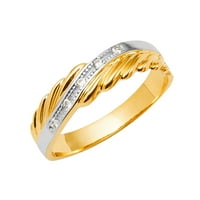 14k bijeli i žuti zlatni prsten s dvobojnim okruglim kubičnim cirkonijem, 8,5 muški vjenčani prsten za godišnjicu