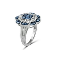 JewelersClub 1. Carat T.W. Plavo -bijeli dijamant set nakita od srebrnog cvijeća