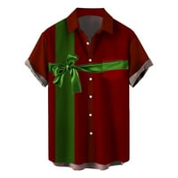 Muške uredske košulje s ovratnikom s kratkim rukavima s božićnim printom bluza s reverom na kopčanje Djeda Božićnjaka gornja odjeća